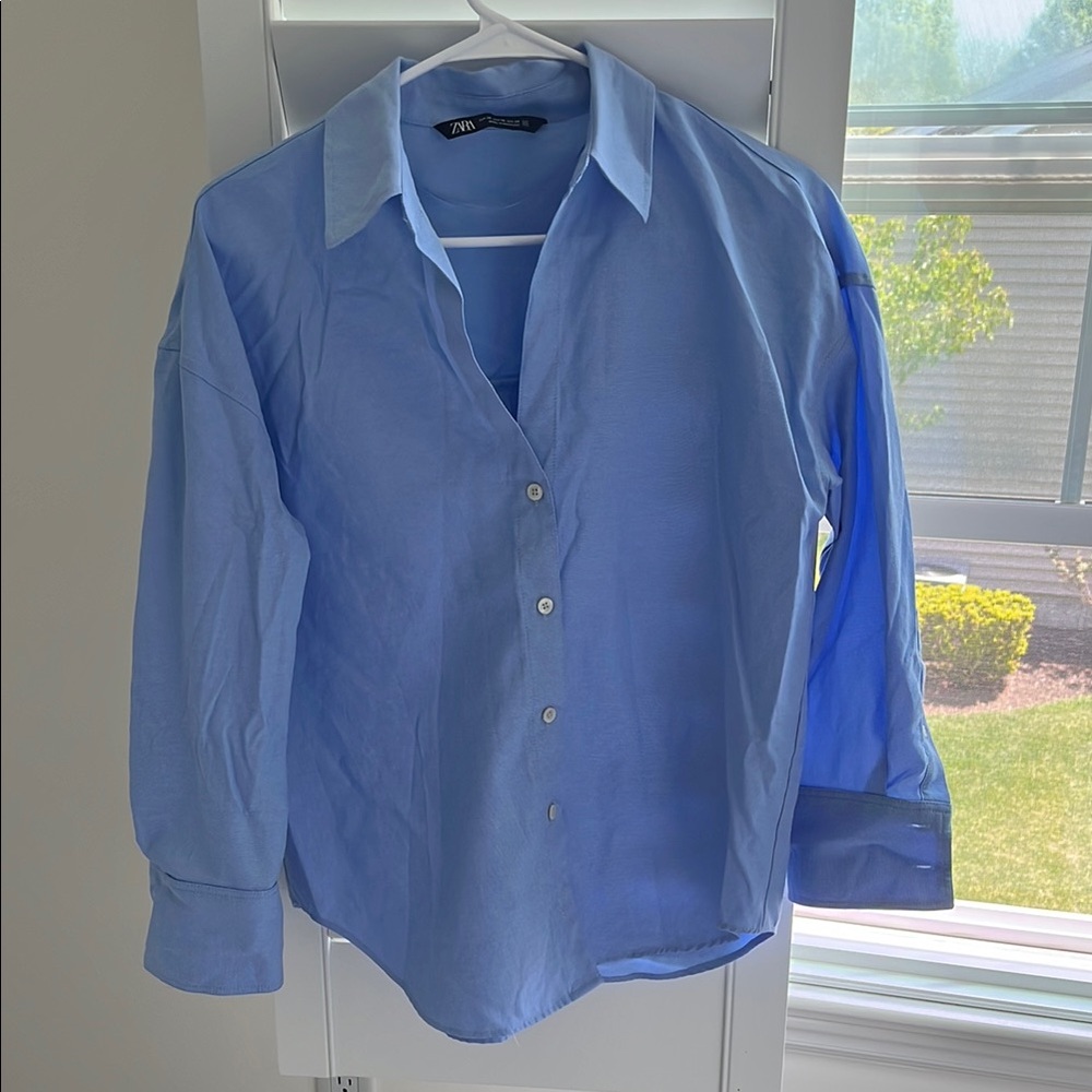 Zara Women’s Blue Oversized Shirt
